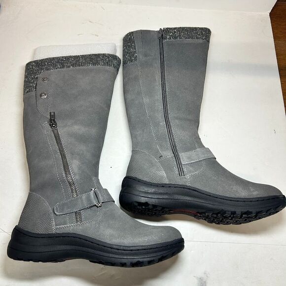 Baretraps Womens 6 M Gunmetal Gray Adele Leather Flat Mid Calf Boots NIB LF2 - Picture 2 of 7